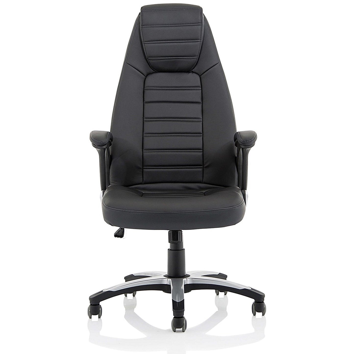 Metropolis High Back Leather Look Chair, Fixed Height Arms, Black