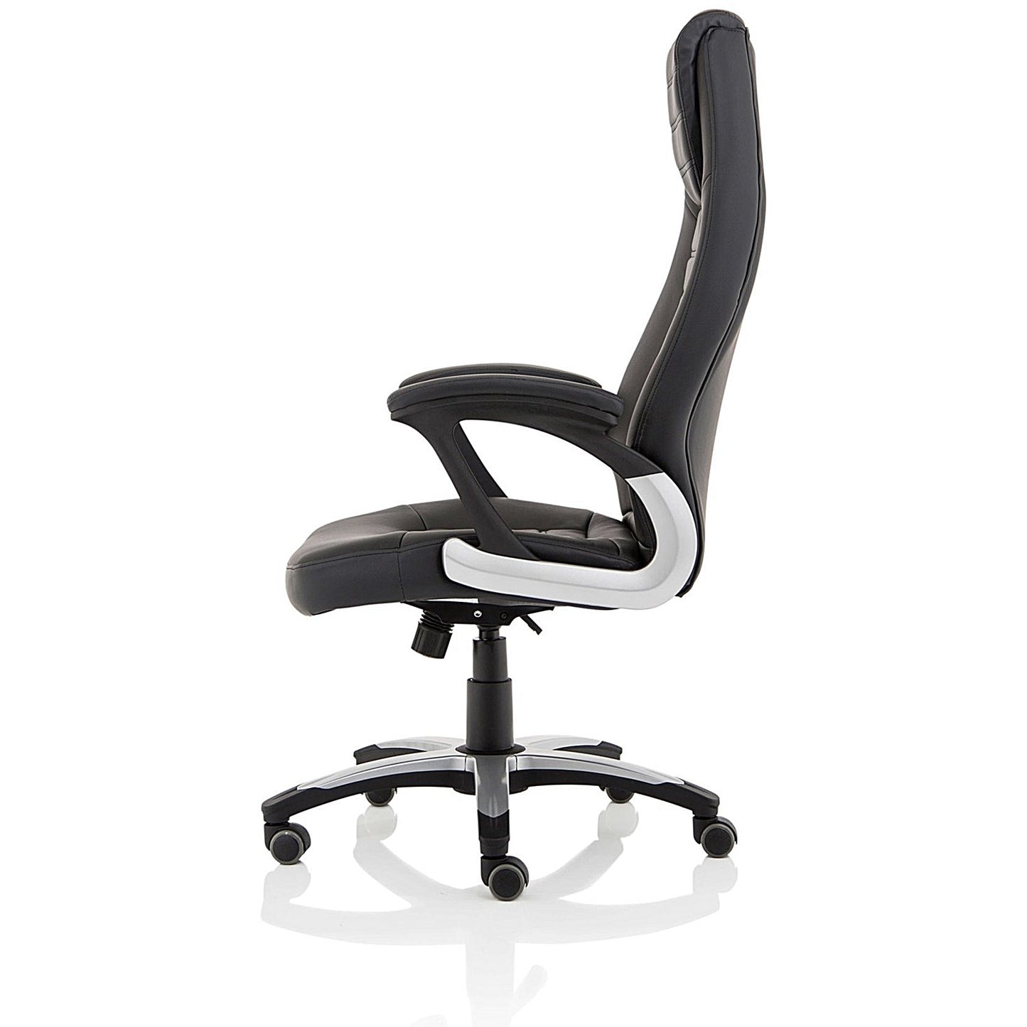 Metropolis High Back Leather Look Chair, Fixed Height Arms, Black