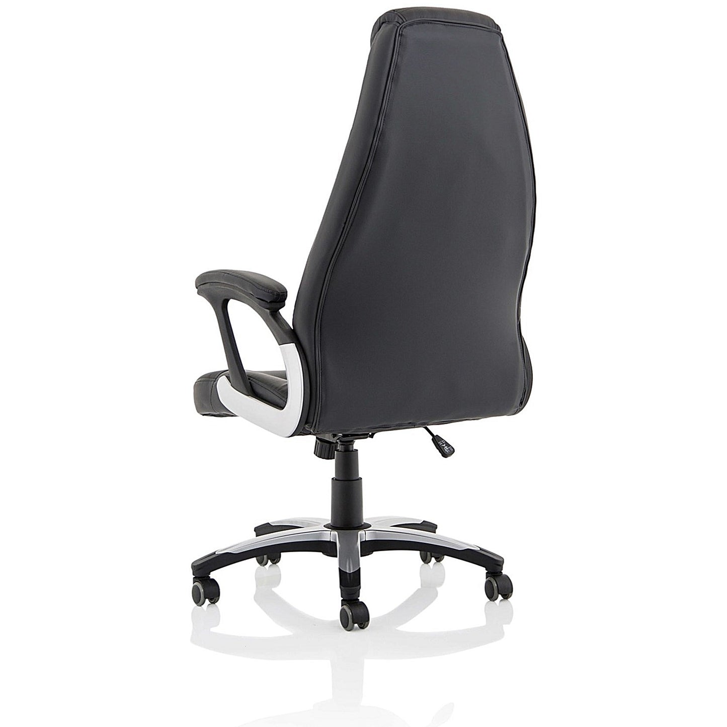 Metropolis High Back Leather Look Chair, Fixed Height Arms, Black