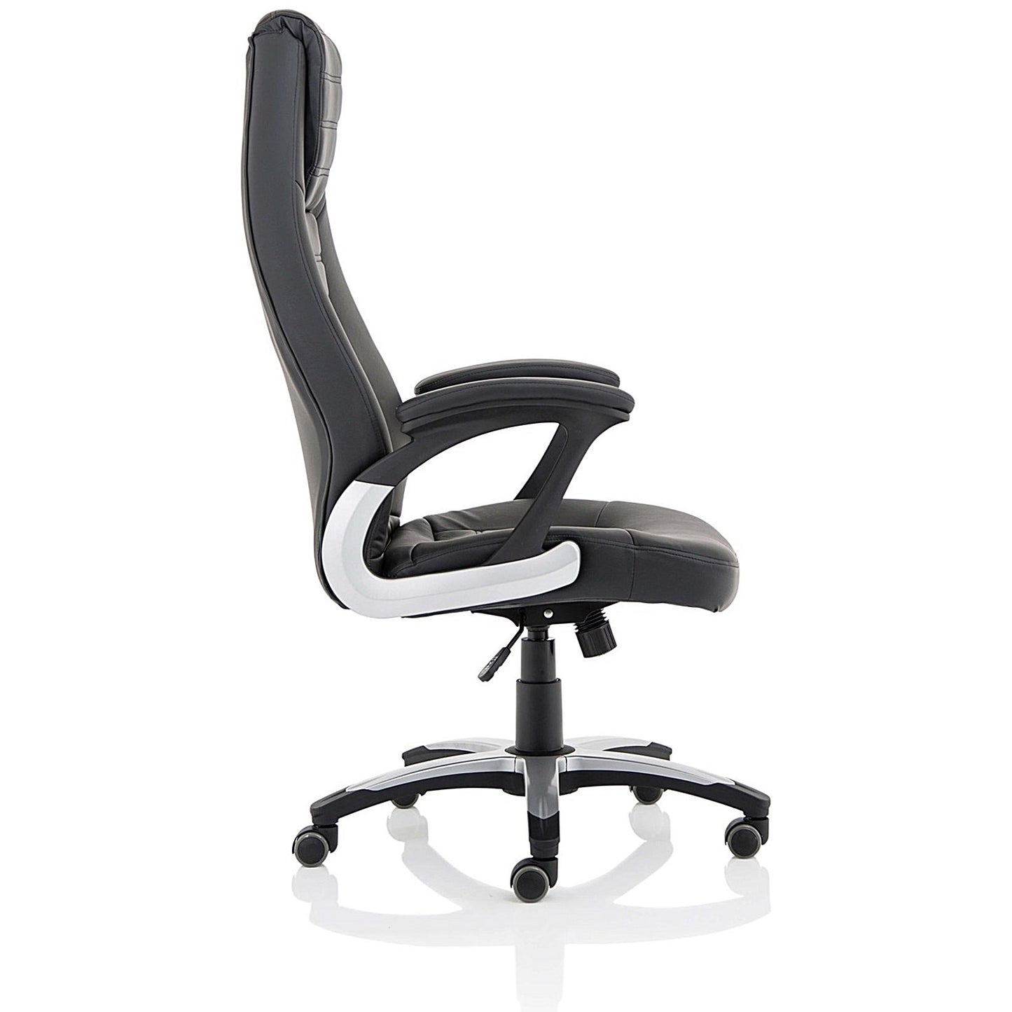 Metropolis High Back Leather Look Chair, Fixed Height Arms, Black