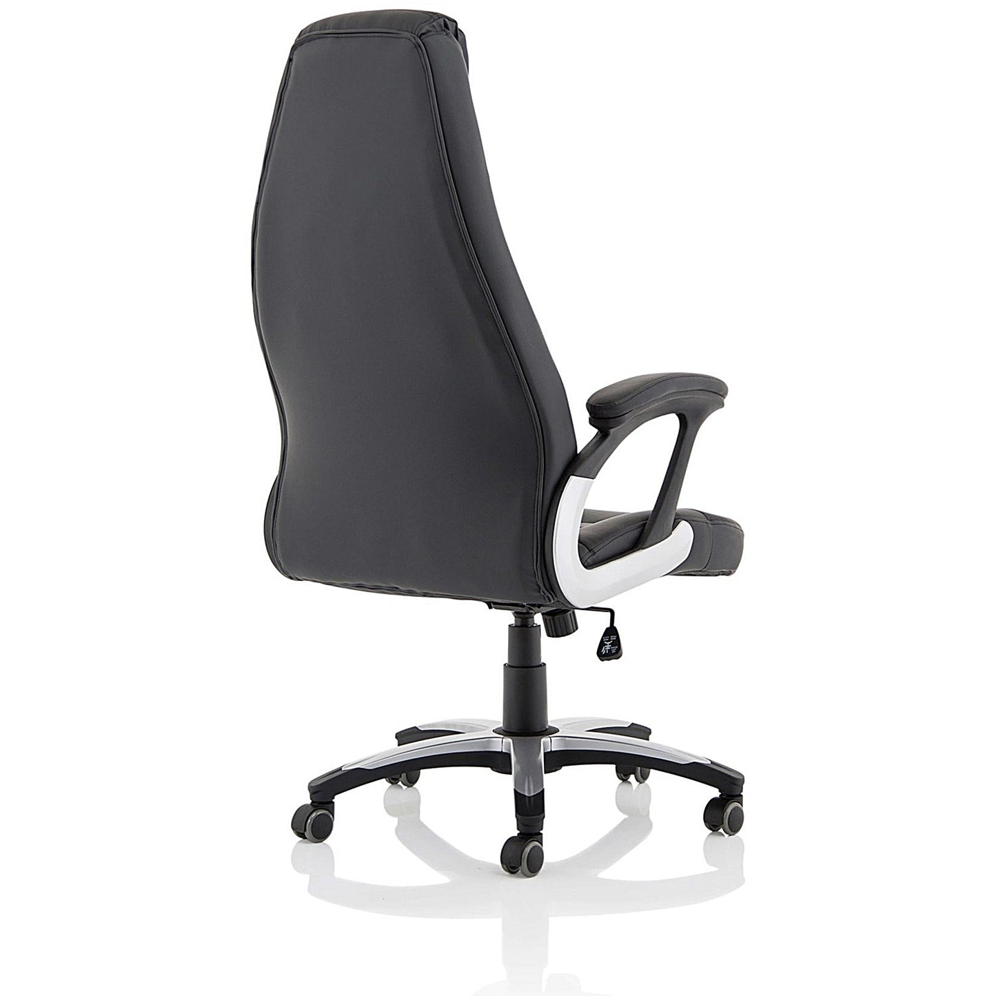 Metropolis High Back Leather Look Chair, Fixed Height Arms, Black