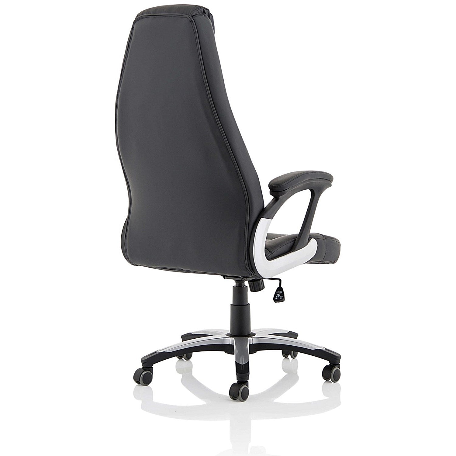 Metropolis High Back Leather Look Chair, Fixed Height Arms, Black