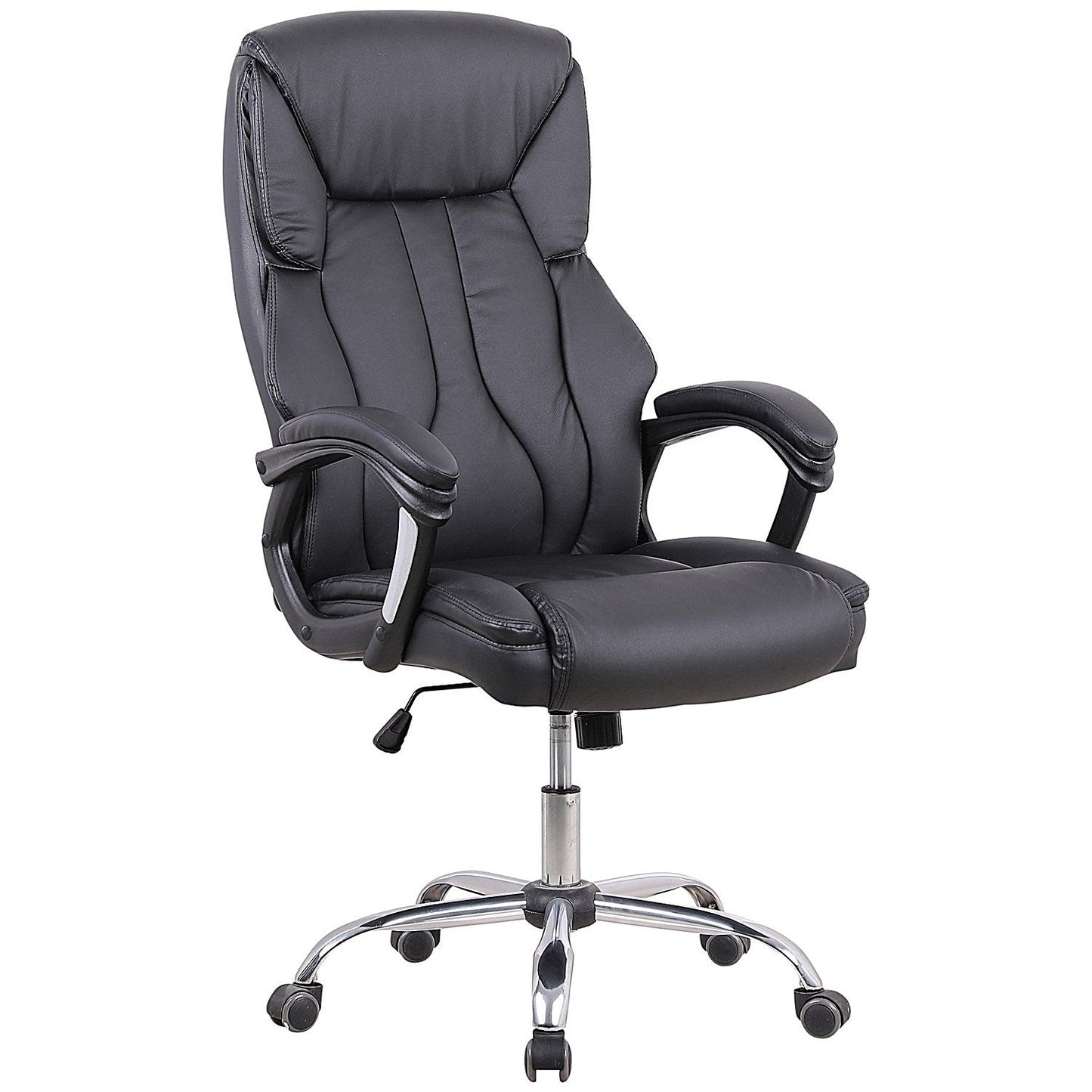 Stratford High Back Executive Chair, Fixed Height Arms, Black