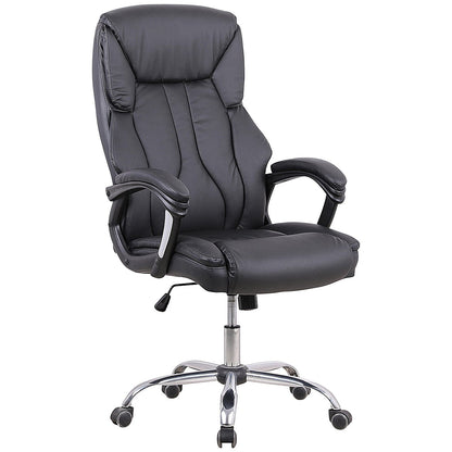 Stratford High Back Executive Chair, Fixed Height Arms, Black