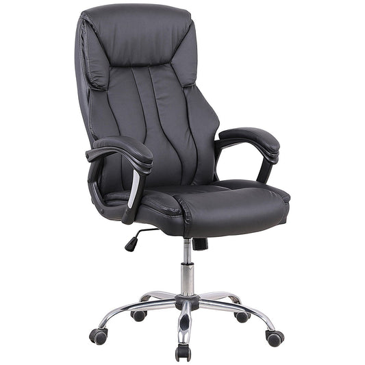 Stratford High Back Executive Chair, Fixed Height Arms, Black