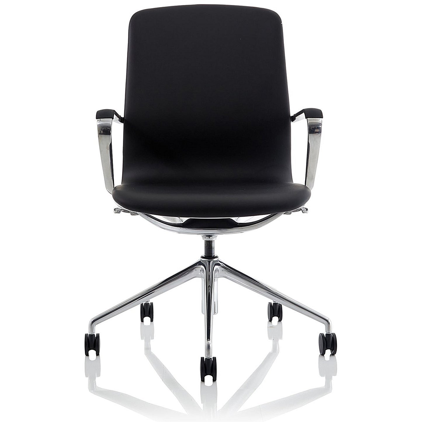 Lucia Executive Chair, Chrome Frame, Fixed Height Arms, Black