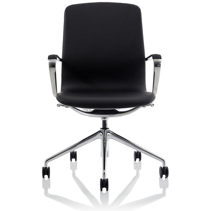 Lucia Executive Chair, Chrome Frame, Fixed Height Arms, Black