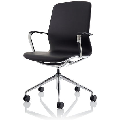 Lucia Executive Chair, Chrome Frame, Fixed Height Arms, Black