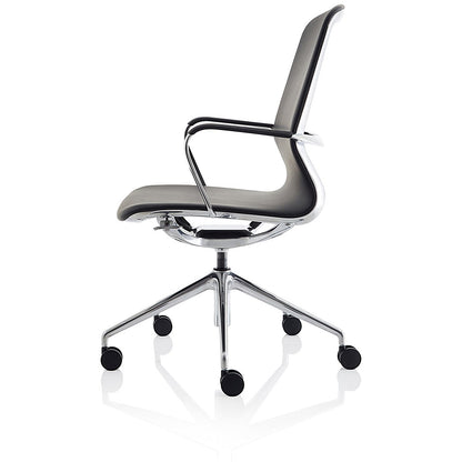 Lucia Executive Chair, Chrome Frame, Fixed Height Arms, Black