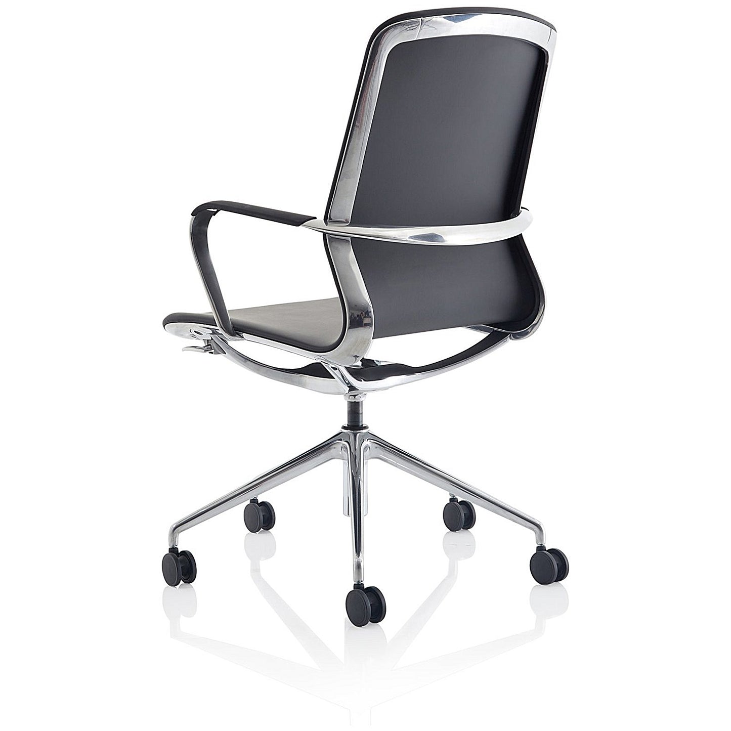 Lucia Executive Chair, Chrome Frame, Fixed Height Arms, Black