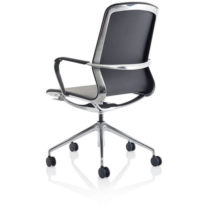 Lucia Executive Chair, Chrome Frame, Fixed Height Arms, Black