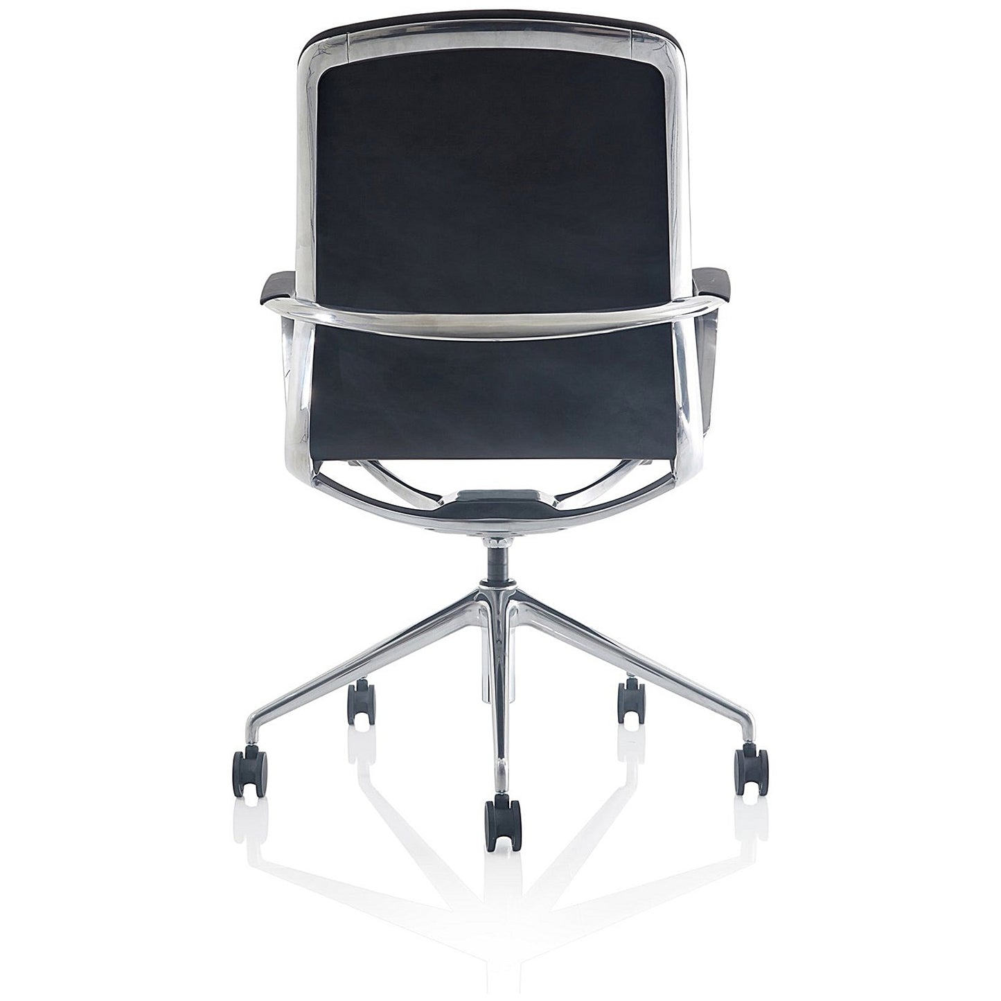 Lucia Executive Chair, Chrome Frame, Fixed Height Arms, Black