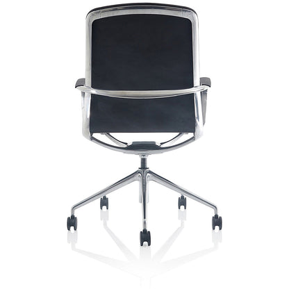 Lucia Executive Chair, Chrome Frame, Fixed Height Arms, Black