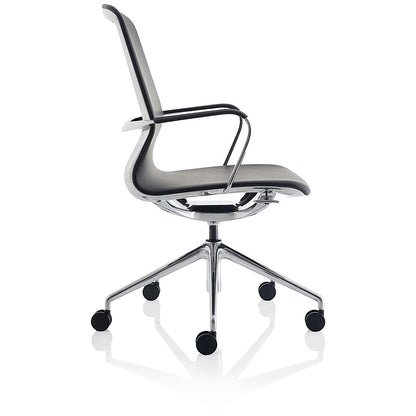 Lucia Executive Chair, Chrome Frame, Fixed Height Arms, Black