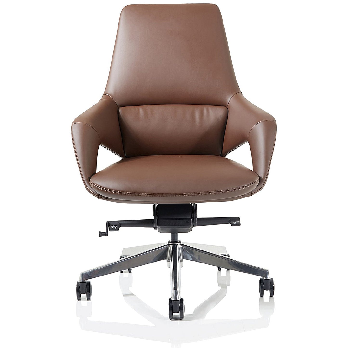 Olive Executive Chair, Fixed Height Arms, Brown