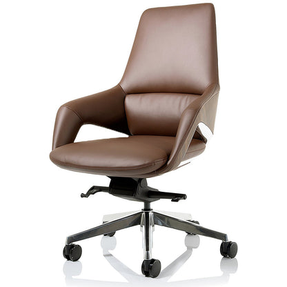 Olive Executive Chair, Fixed Height Arms, Brown