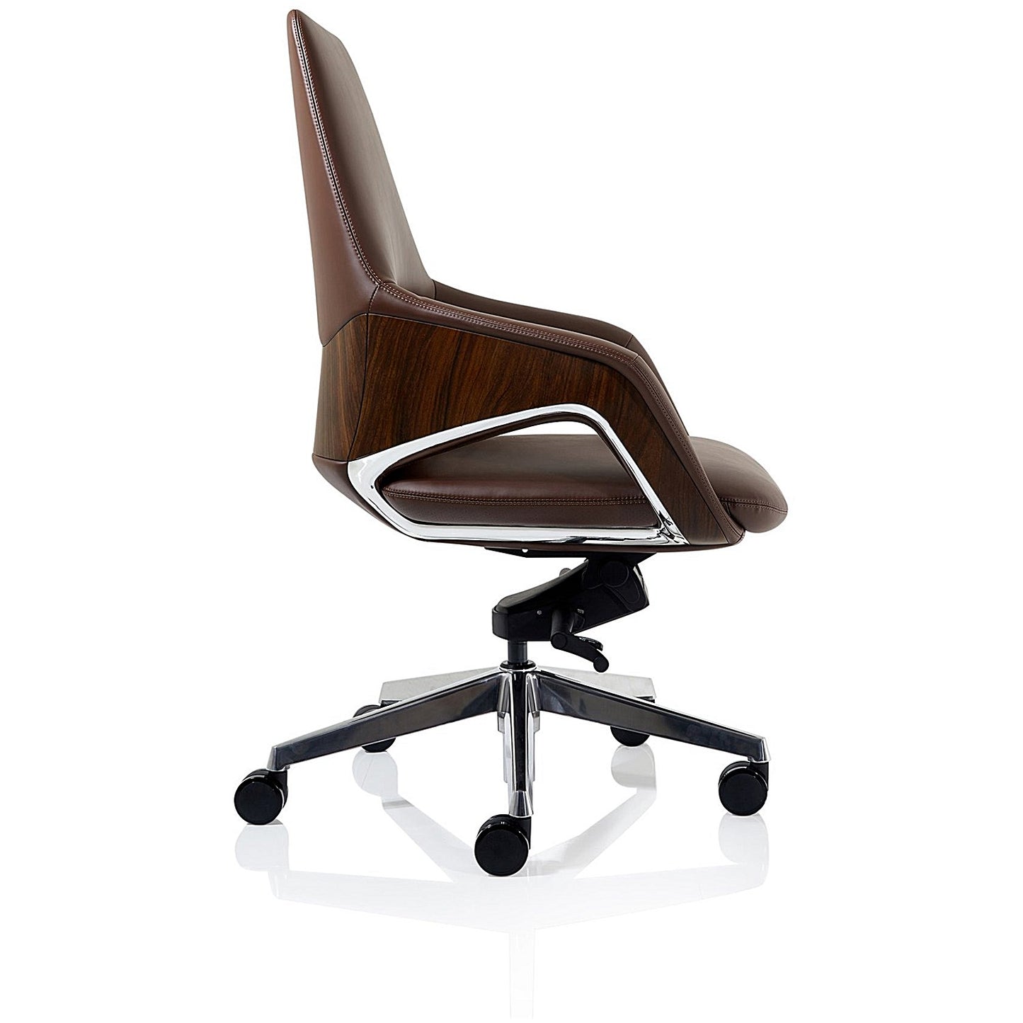 Olive Executive Chair, Fixed Height Arms, Brown