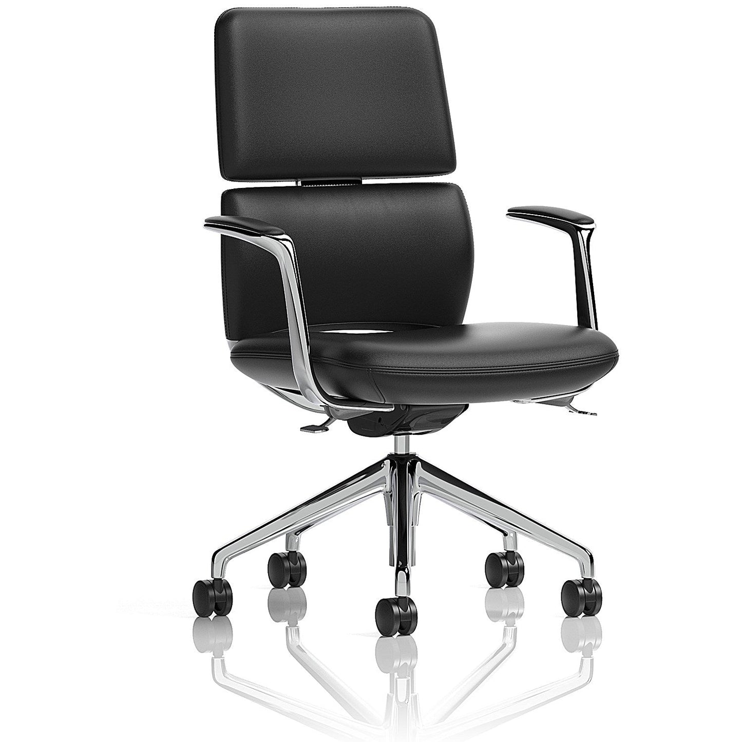 Mode Bonded Leather Executive Chair, Fixed Height Arms, Black & Silver