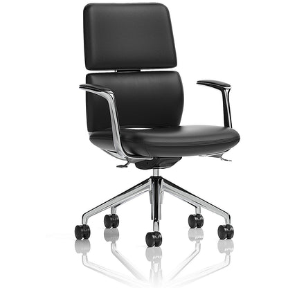 Mode Bonded Leather Executive Chair, Fixed Height Arms, Black & Silver