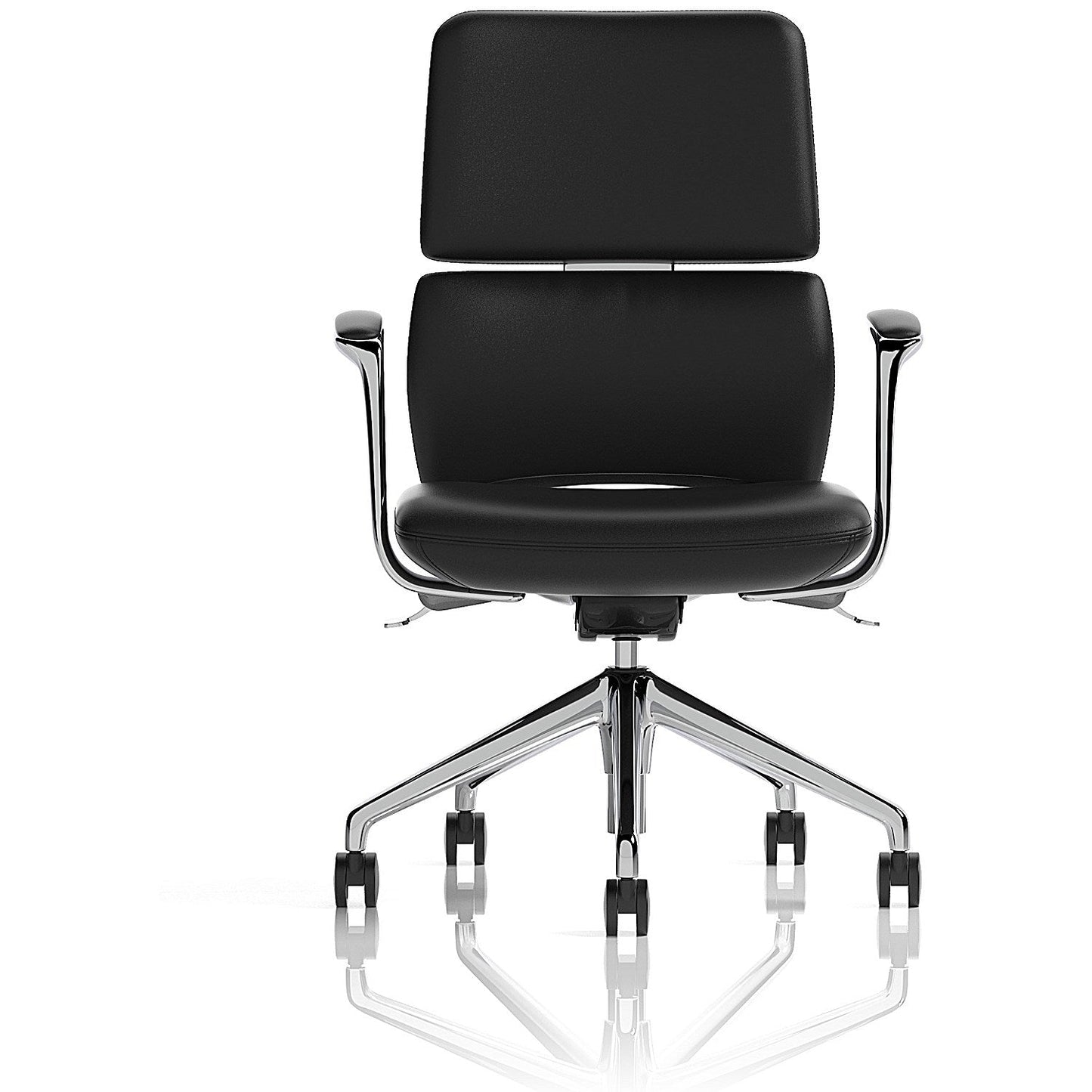 Mode Bonded Leather Executive Chair, Fixed Height Arms, Black & Silver