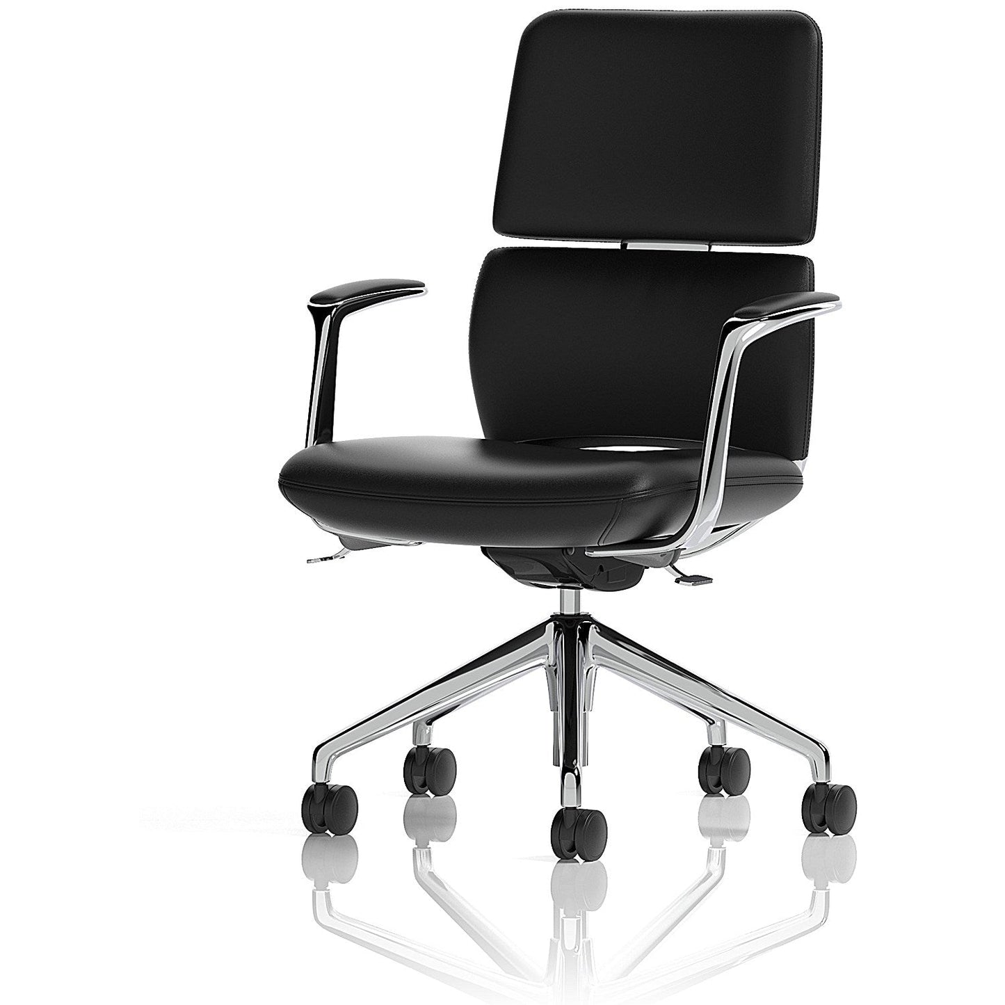 Mode Bonded Leather Executive Chair, Fixed Height Arms, Black & Silver