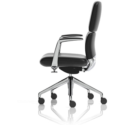 Mode Bonded Leather Executive Chair, Fixed Height Arms, Black & Silver