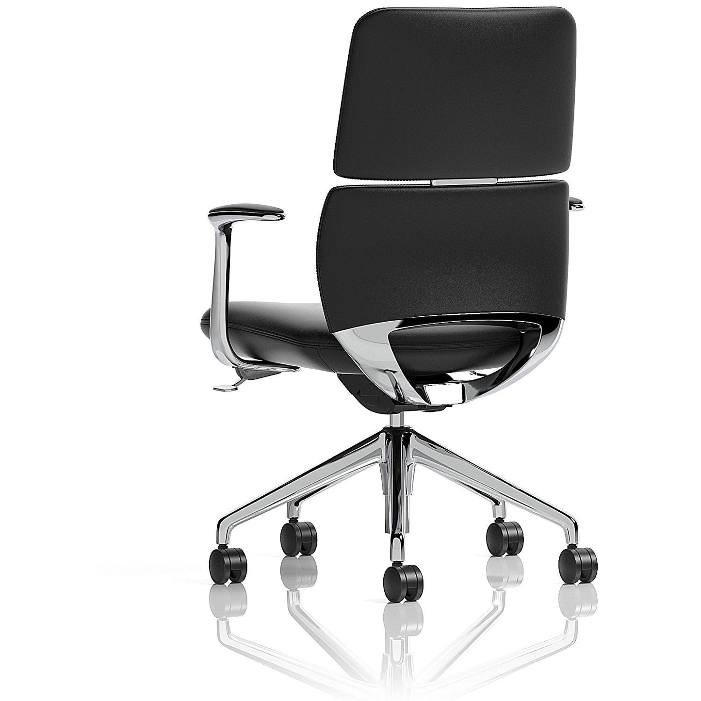 Mode Bonded Leather Executive Chair, Fixed Height Arms, Black & Silver