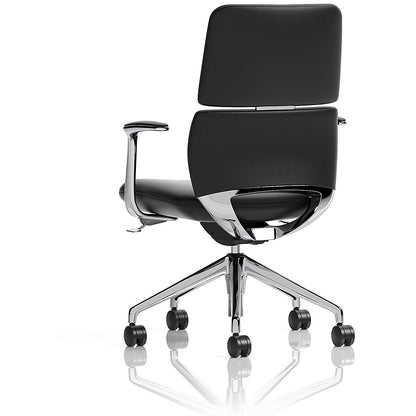 Mode Bonded Leather Executive Chair, Fixed Height Arms, Black & Silver