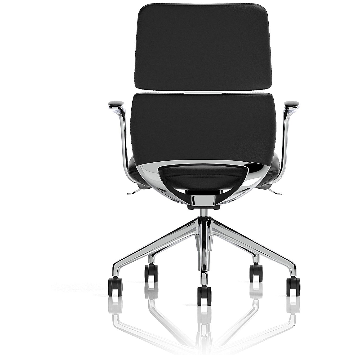 Mode Bonded Leather Executive Chair, Fixed Height Arms, Black & Silver Easy2Order : EX000266