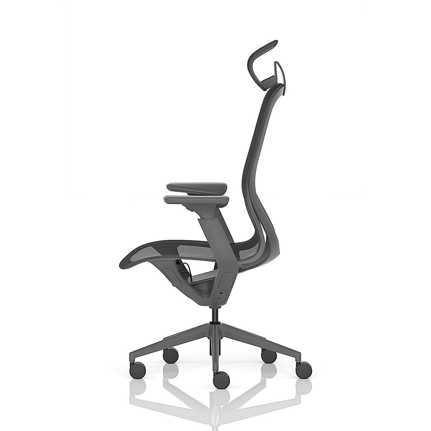 Lumo Executive Mesh Chair With Headrest, Height Adjustable Arms, Shadow Grey