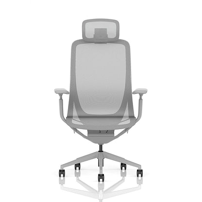 Lumo Executive Mesh Chair With Headrest, Height Adjustable Arms, Halo Grey