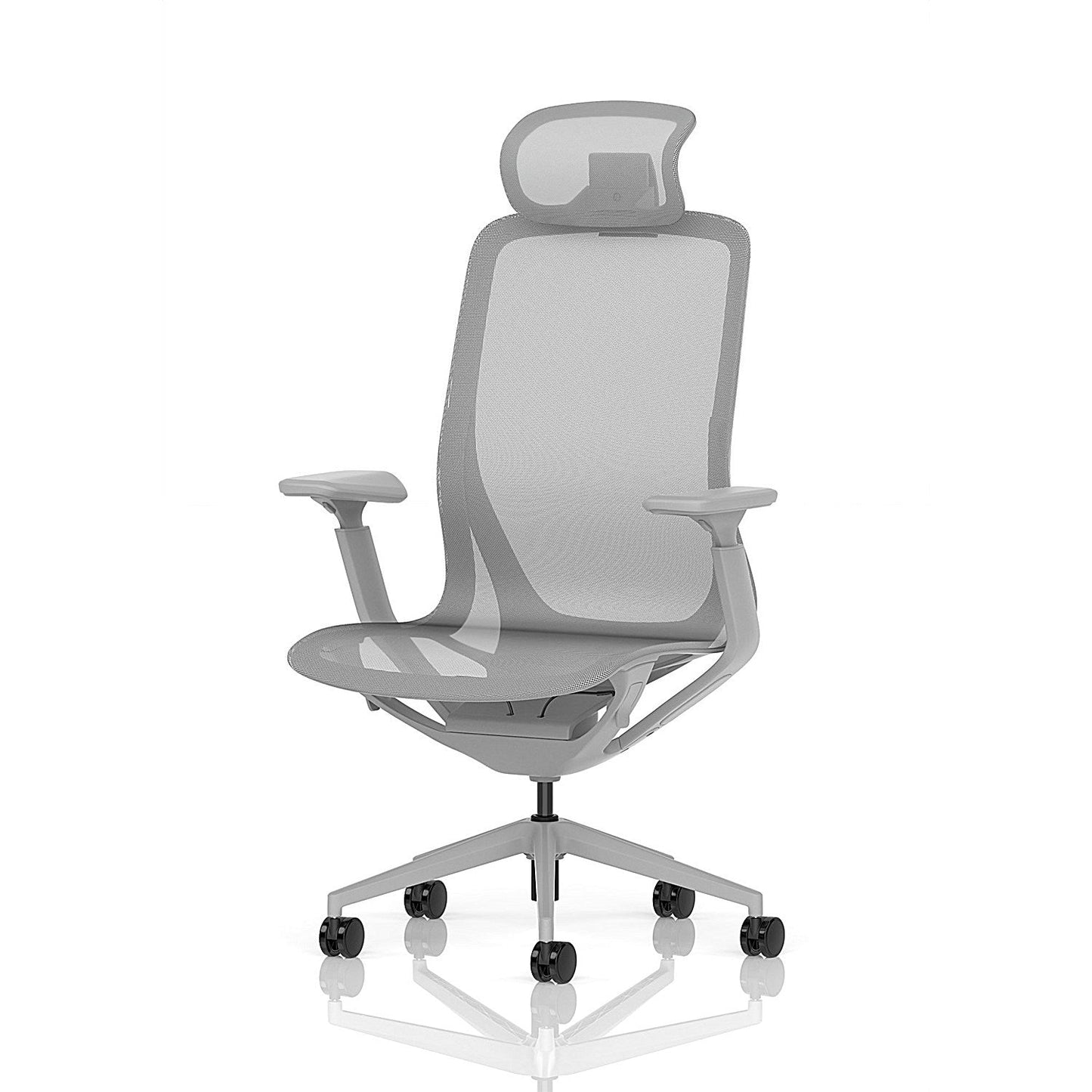 Lumo Executive Mesh Chair With Headrest, Height Adjustable Arms, Halo Grey