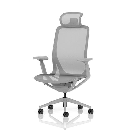 Lumo Executive Mesh Chair With Headrest, Height Adjustable Arms, Halo Grey