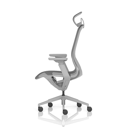Lumo Executive Mesh Chair With Headrest, Height Adjustable Arms, Halo Grey