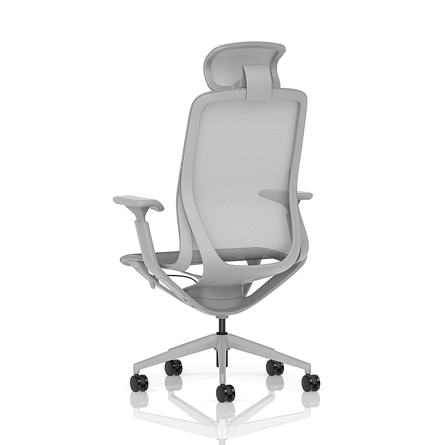 Lumo Executive Mesh Chair With Headrest, Height Adjustable Arms, Halo Grey