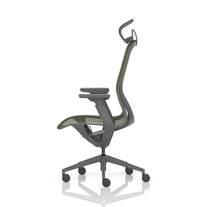 Lumo Executive Mesh Chair With Headrest, Height Adjustable Arms, Verge Green