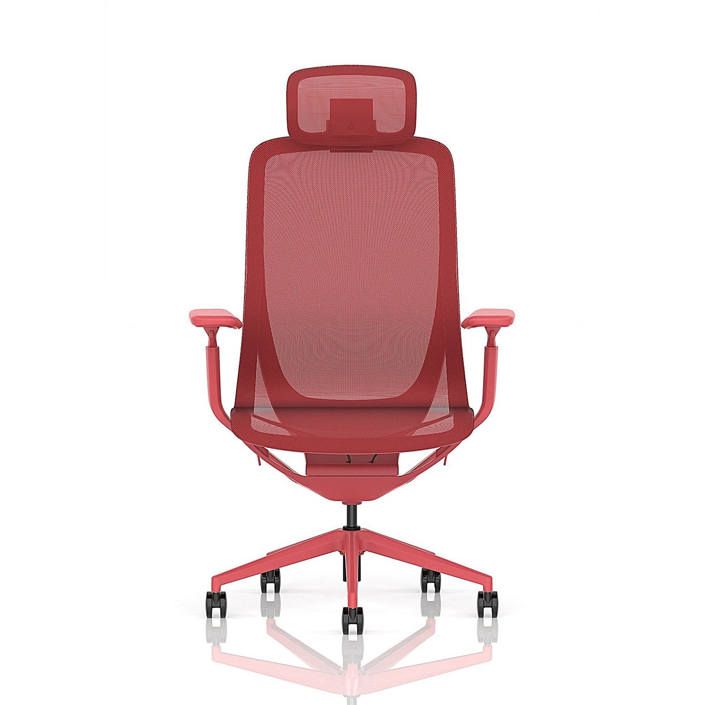 Lumo Executive Mesh Chair With Headrest, Height Adjustable Arms, Volt Red