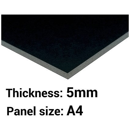 Foamboard, A4, Black, 5mm Thick, Box of 20