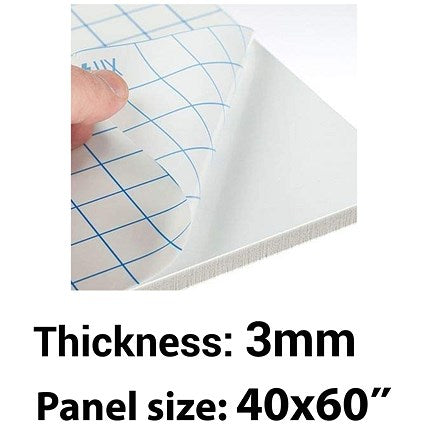 Self-adhesive Foamboard, 40" x 60", White, 3mm Thick, Box of 25