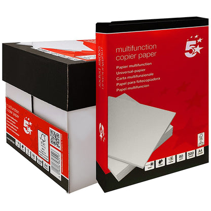 5 Star A4 Multifunction Paper, White, 75gsm, Box (5 x 500 Sheets)