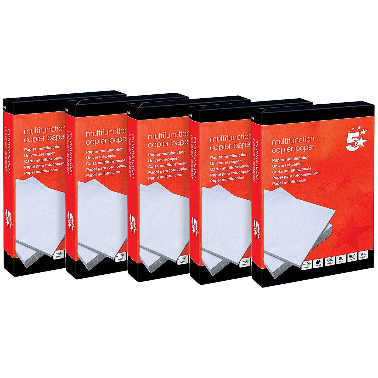 5 Star A4 Quality Paper, White, 80gsm, Box (5 x 500 Sheets)