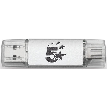5 Star USB 3.2 Gen 1 Combo Flash Drive with USB A/C 64GB Silver