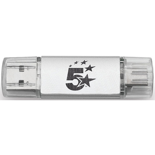 5 Star USB 3.2 Gen 1 Combo Flash Drive with USB A/C 64GB Silver