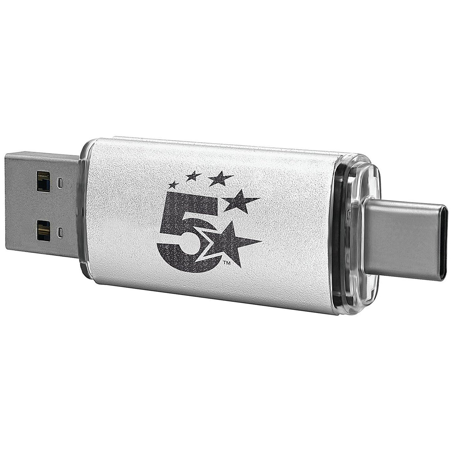 5 Star USB 3.2 Gen 1 Combo Flash Drive with USB A/C 64GB Silver Easy2Order : FS667950