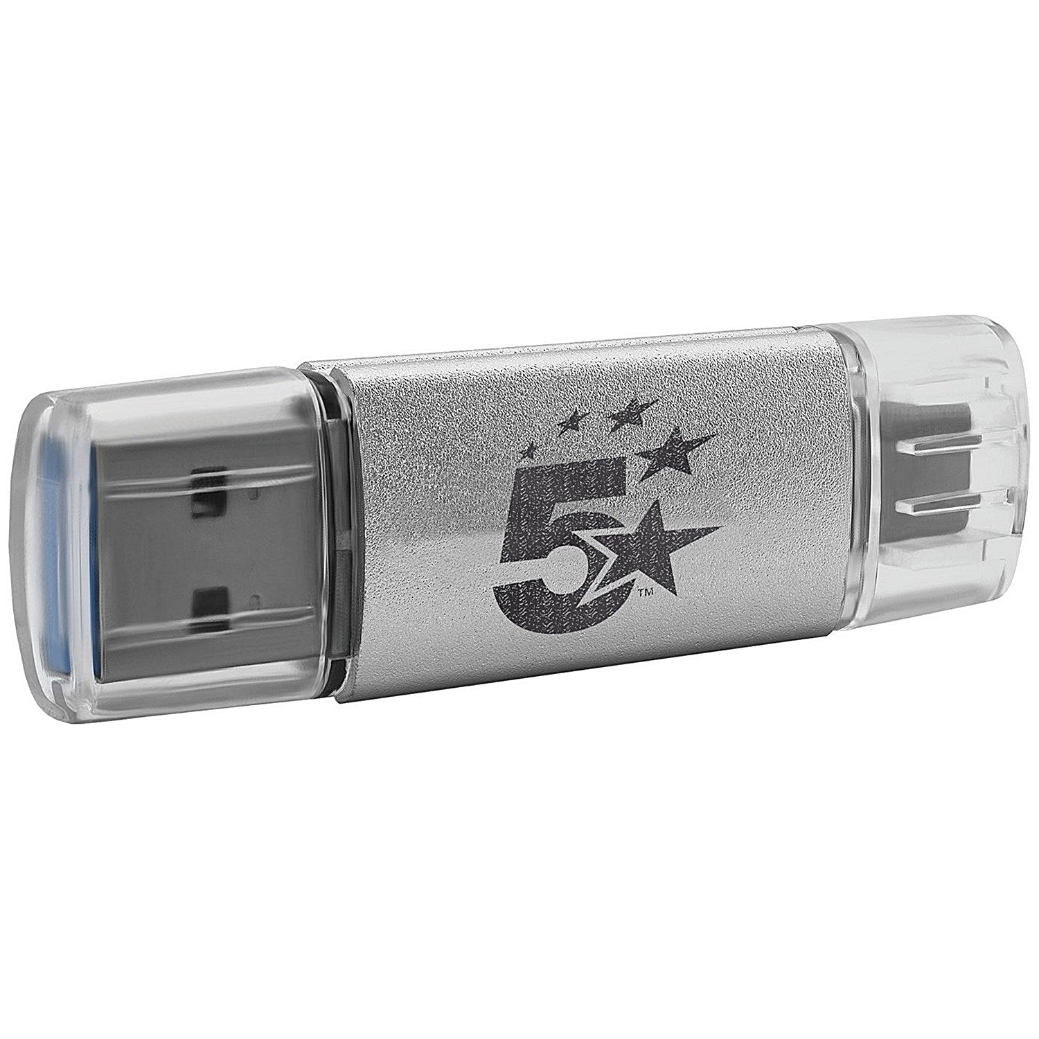 5 Star USB 3.2 Gen 1 Combo Flash Drive with USB A/C 128GB Silver Easy2Order : FS667953