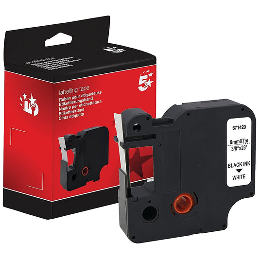 Five Star Non-OEM Replacement for Dymo 40913 Black on White 9mm x 7m FS671420