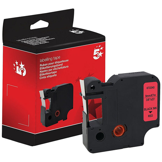 Five Star Non-OEM Replacement for Dymo 40917 Black on Red 9mm x 7m FS672240