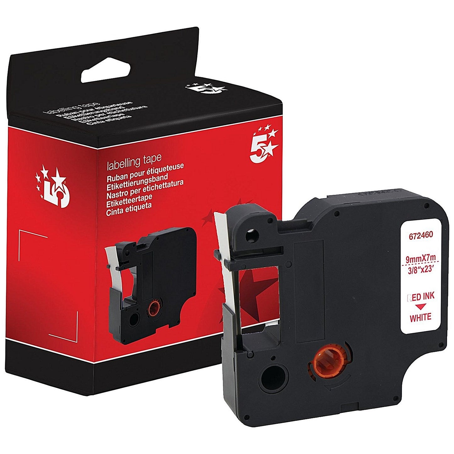Five Star Non-OEM Replacement for Dymo 40915 Red on White 9mm x 7m FS672460