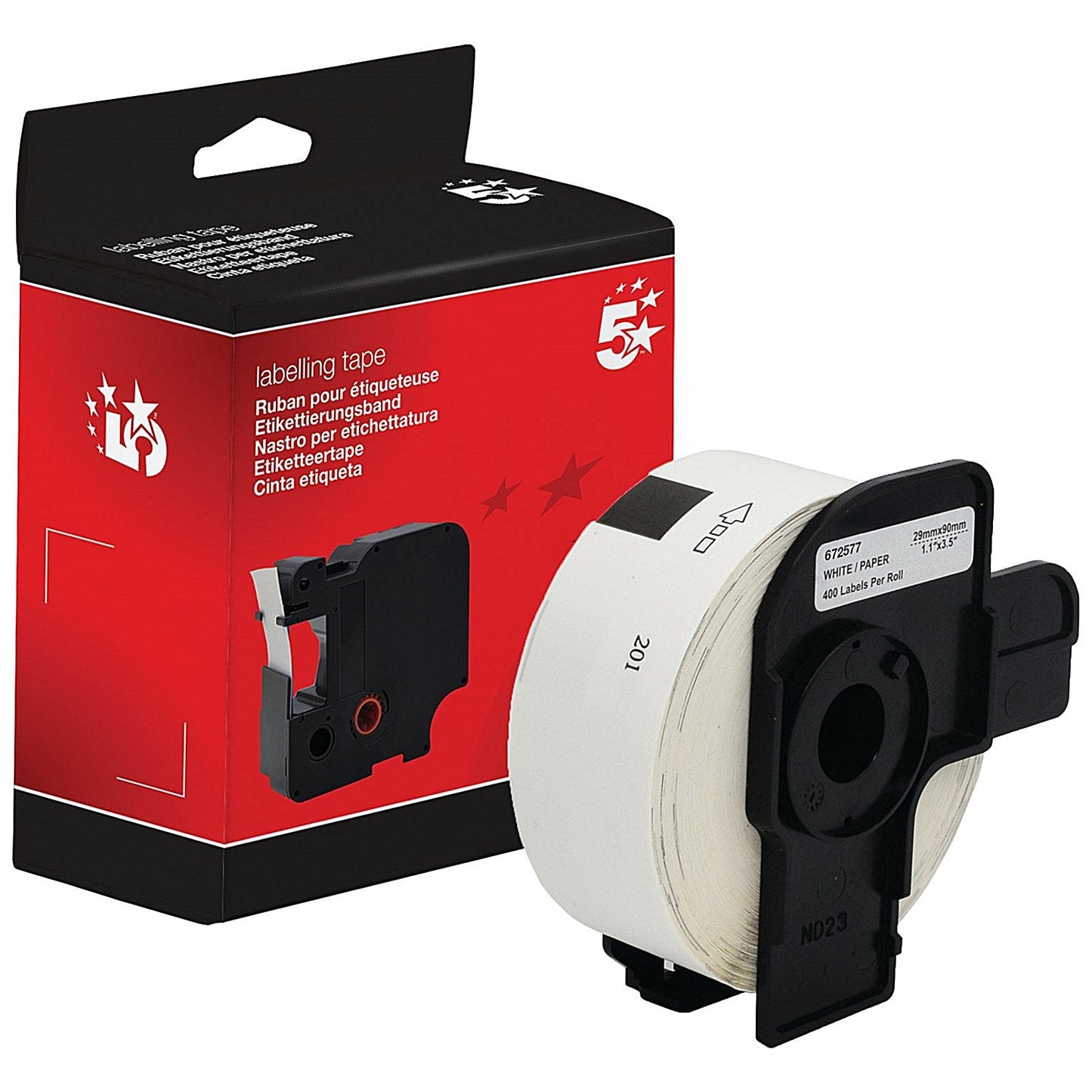 Five Star Non-OEM Replacement for Brother DK-11201 Black on White 29mm x 90mm 400/Roll FS672577