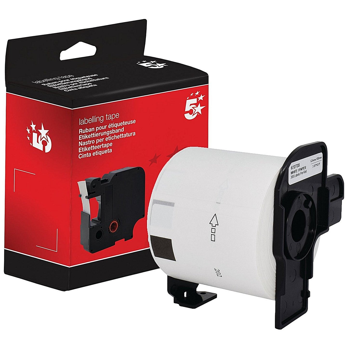 Five Star Non-OEM Replacement for Brother DK-11202 Black on White 62mm x 100mm 300/Roll FS672735